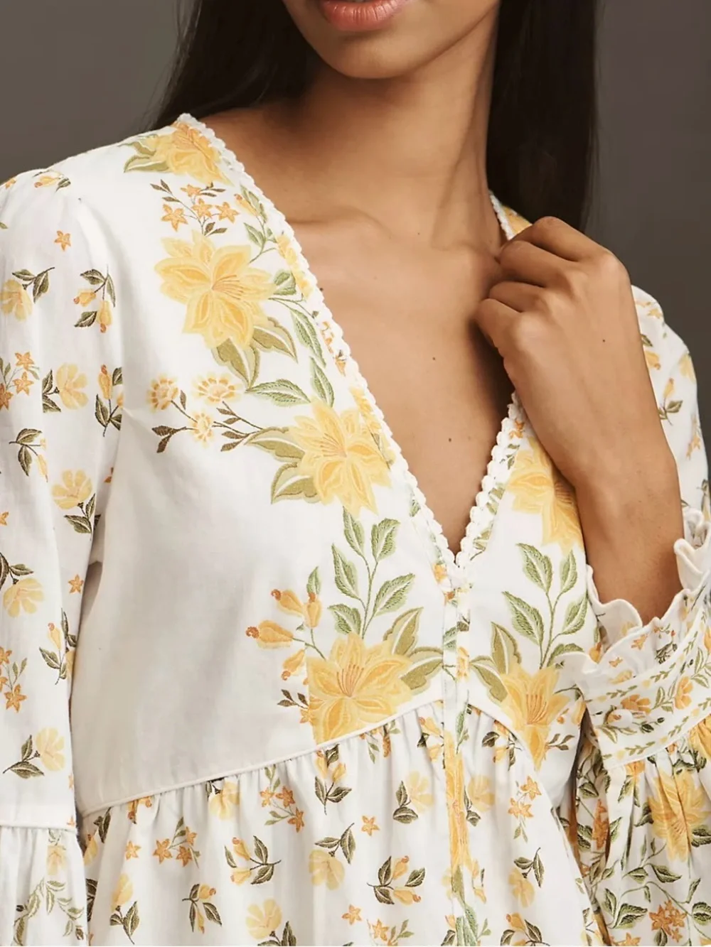NWT FARM Rio Anthropologie Puff Sleeve Blouse